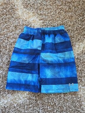 Under Armour Blue Striped Boys Swim Trunks